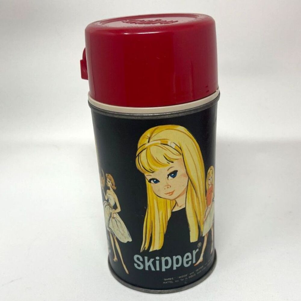 Vintage 1965 Metal THERMOS Bottle Barbie Midge Skipper 8 Ounce Complete